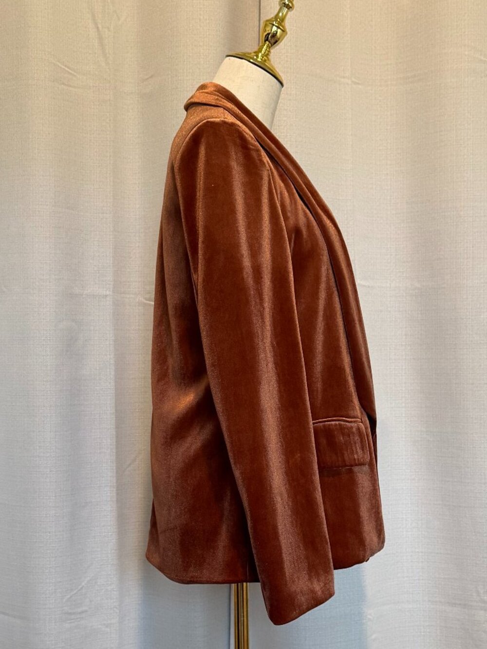 Romeo & Juliet Couture Velvet Blazer Burnt Orange Metallic Size Medium - Picture 2 of 10